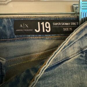 Armani exchange super skinny side slit 26 jeans